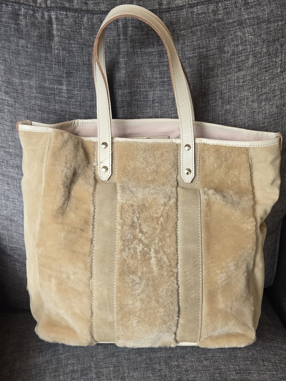 Bonfanti Italian Sheepskin leather large tote Bag Italy